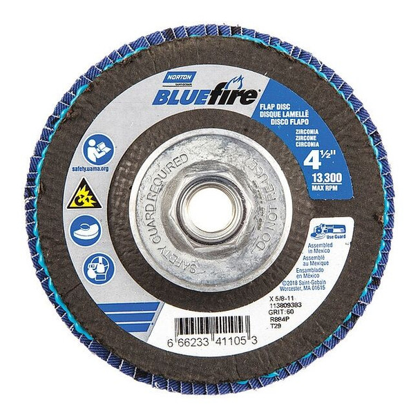 Norton Co Flap Disc,13,300 rpm,60 Grit,29-Type,PK2 66623341105