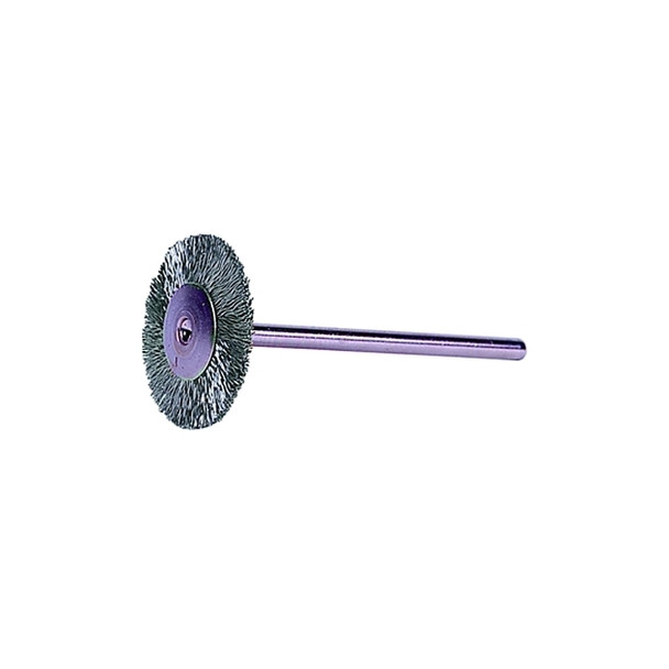 Miniature Stem-Mounted Wheel Brush, 3/4 in Dia., 0.005 SS Wire, 37,000 rpm