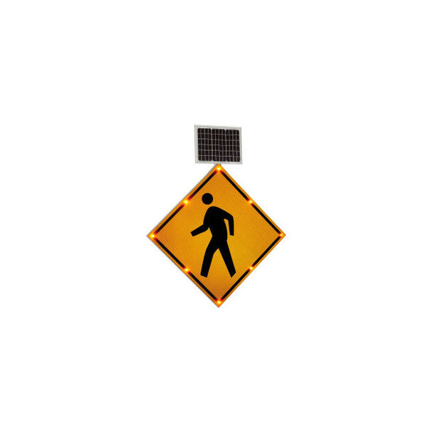 Global Industrial 30"" Solar Powered Flashing LED Pedestrian Crossing Sign  Diam