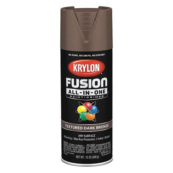 Krylon Textured Spray Paint, Dark Bronze, Textured, Solvent, 12 oz K02778007