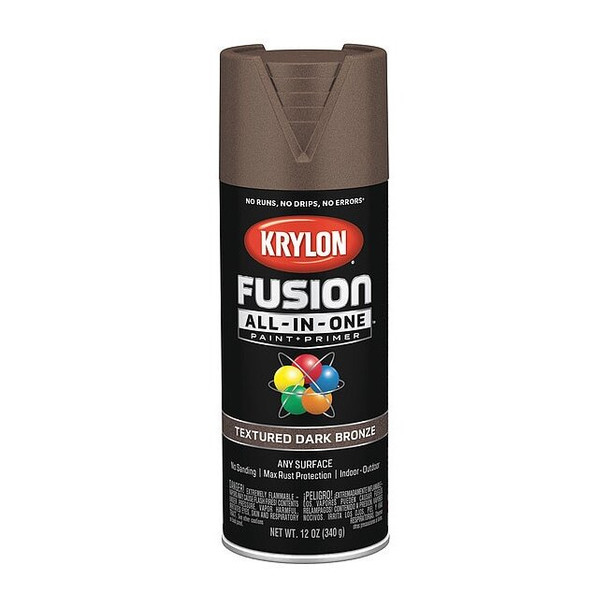 Krylon Textured Spray Paint, Dark Bronze, Textured, Solvent, 12 oz K02778007