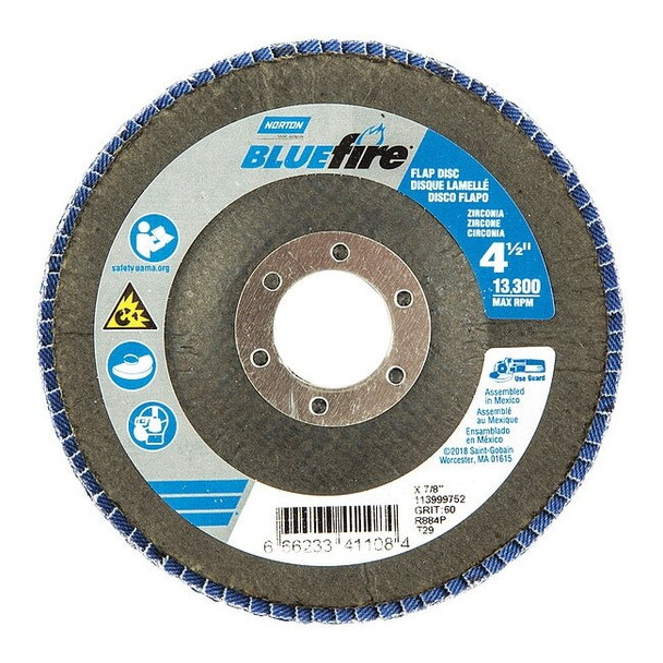 Norton Co Fiber Disc,4 1/2 in Dia,7/8in Arbor,PK2 66623341108