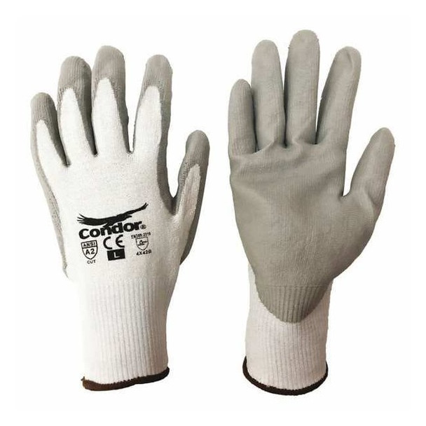 Condor Cut-resistant glove, Cut Level A2 ,Polyurethane ,Smooth ,2XL 1 PR 61CV58