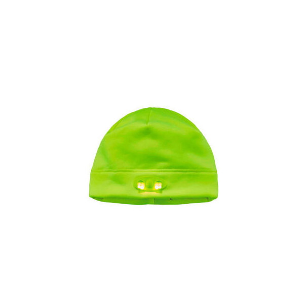 Ergodyne N-Ferno 6804 Skull Cap Beanie Hat With LED Lights Lime