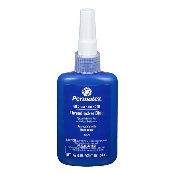 Threadlocker, PERMATEX, Blue, Medium Strength, Liquid, 50 mL Bottle