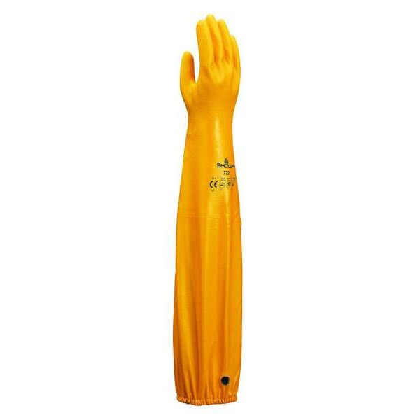 772 Chemical Resistant Gloves, Nitrile, 25 1/2 in L, 40 mil, Yellow, 7, 1 PR