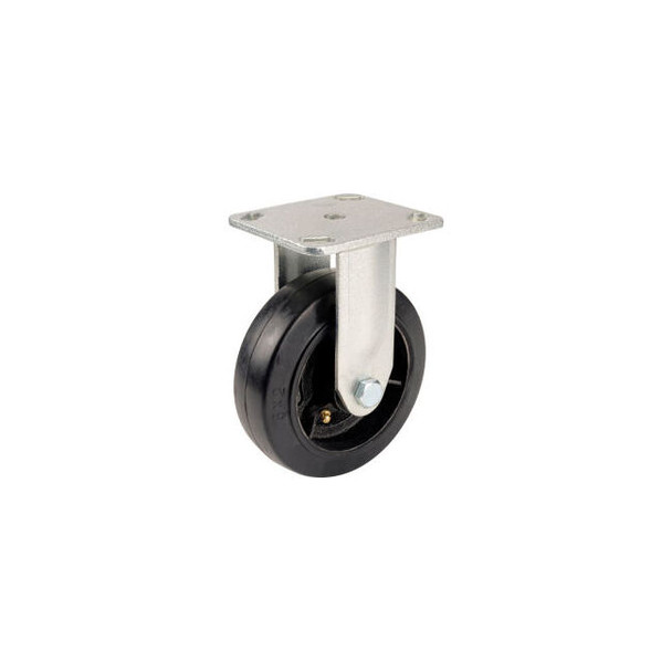 Global Industrial Heavy Duty Rigid Plate Caster 6"" Mold-on Rubber Wheel 500 lb.
