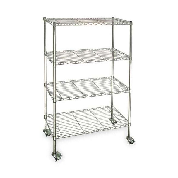 Manufacturer Varies Wire Cart, 4 Shelf,Chrome,48x24x67 In. 3TPA5