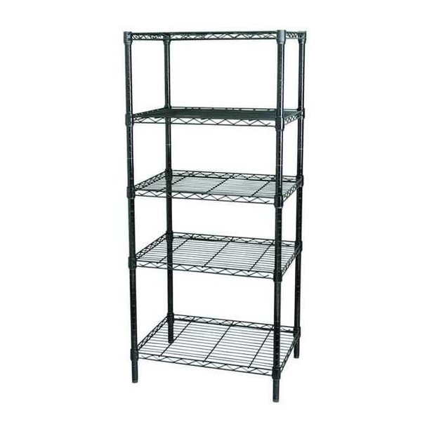 Wire Shelving Unit, 18"D x 36"W x 74"H, 5 Shelves, Black