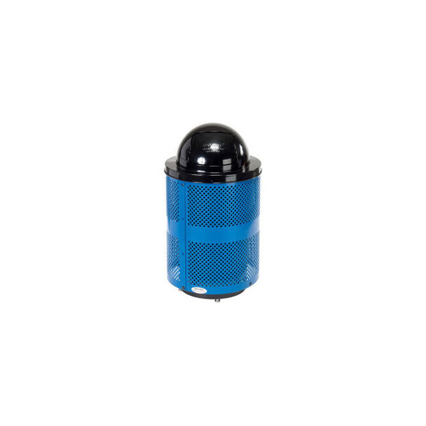 Global Industrial Outdoor Perforated Steel Trash Can With Dome Lid & Base 36 Gal