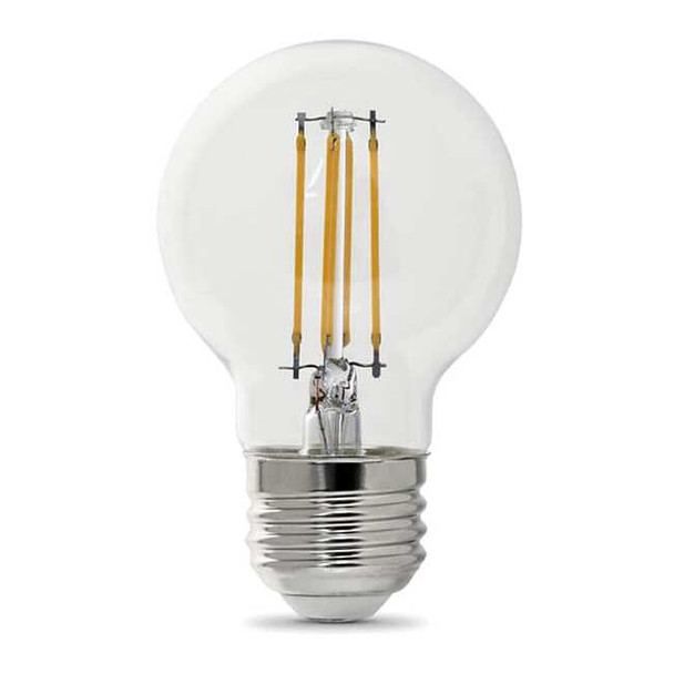 3.8 W, Compact LED Bulb, White, G16-1/2, 2700K Temp. Clear, Dimmable, PK2