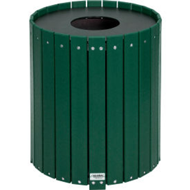 Global Industrial Recycled Plastic Round Trash Can With Liner 32 Gallon Green