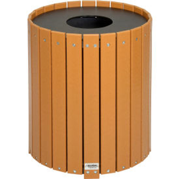 Global Industrial Recycled Plastic Round Trash Can With Liner 32 Gallon Cedar