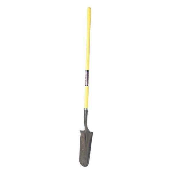 14 ga Drain Spade Shovel, Steel Blade, 46-3/4 in L Yellow Fiberglass Handle