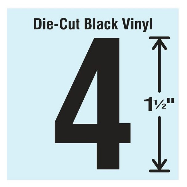 Stranco NumberLabel,Vinyl,1-1/2inH,7/8inW,PK10 DBV-1.5-4-10