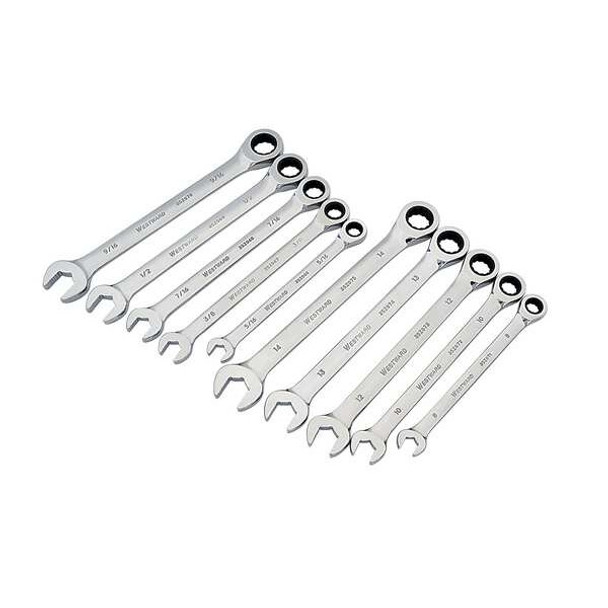Westward Combo Wrench St,CV Steel,Chrome,Standard 1LCF4
