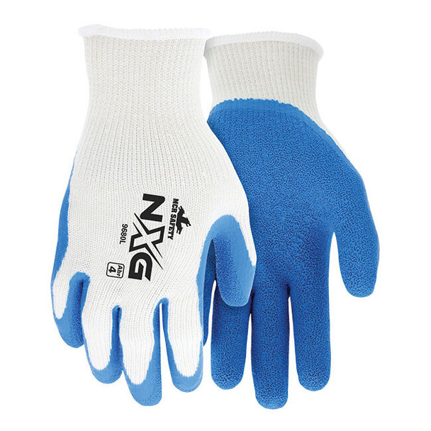 MCR Safety® NXG® Dipped Gloves, Medium, White/Blue, 12/Pair
