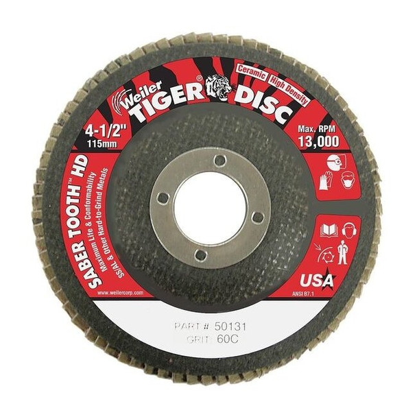 4-1/2 Tiger Ceramic High Density (TY27) Abrasive 60C 7/8" Arbor Hole