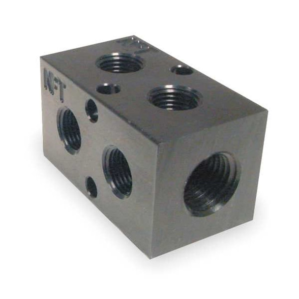 Pneumadyne Manifold,BLK,Alum,2Outlets,1.75"L M10-125-2-90 Pneumadyne Manifold,BLK,Alum,2Outlets,1.75"L M10-125-2-90