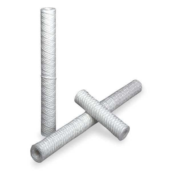 String Wound Filter Cartridge, 15 gpm, 20 Micron, 2-7/16" O.D., 30 in H, 6 PK