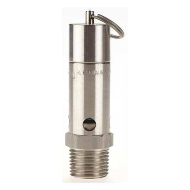 Conrader Safety Valve,Hard Seat,1/2In,175 PSI,SS SRH375-1/2-SS-175