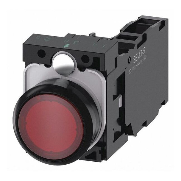 Siemens IllumPushButton,FullVolt,Red,1NO/1NC 3SU1103-0AB20-1FA0