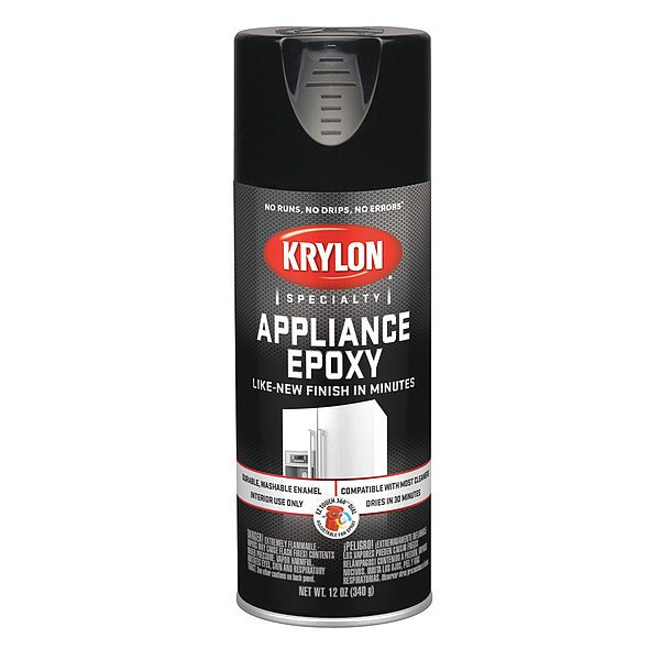 Krylon Spray Paint, Black, Gloss, Solvent, 12 oz K03206777