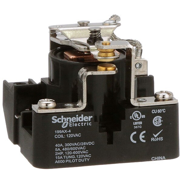 Schneider Electric Surface, Open Power Relay, Square, 40 A, 5, Screw 199AX-4