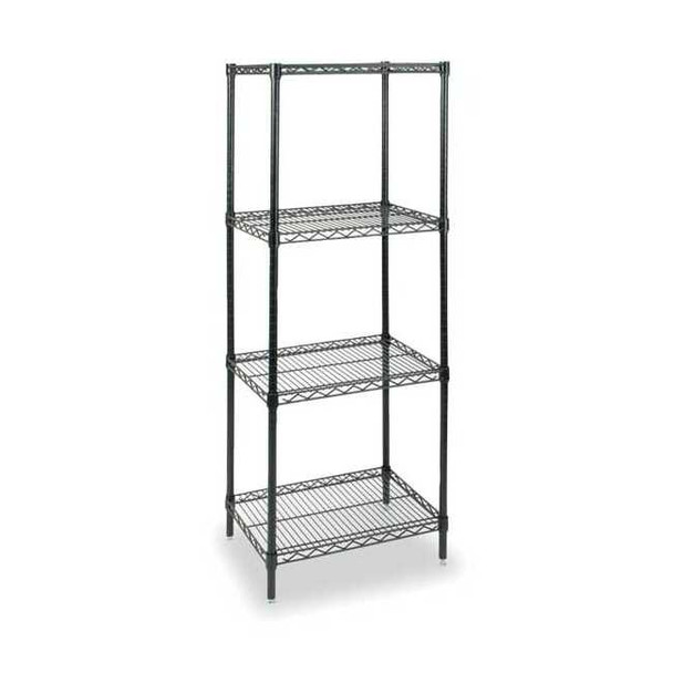 Wire Shelving Unit, 18"D x 24"W x 74"H, 4 Shelves, Black