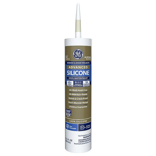Silicone Sealant, 10 oz, Cartridge, Almond, Silicone Base, Advanced Silicone