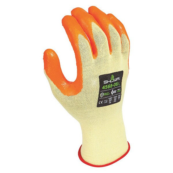 Knit Gloves, KevlarÂ®, ,Grip Palm and Fingers, Elastic, Orange, Yellow, M, 1 PR