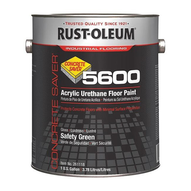 Rust-Oleum 1 gal Floor Paint, Gloss Finish, Safety Green, Solvent Base 261118
