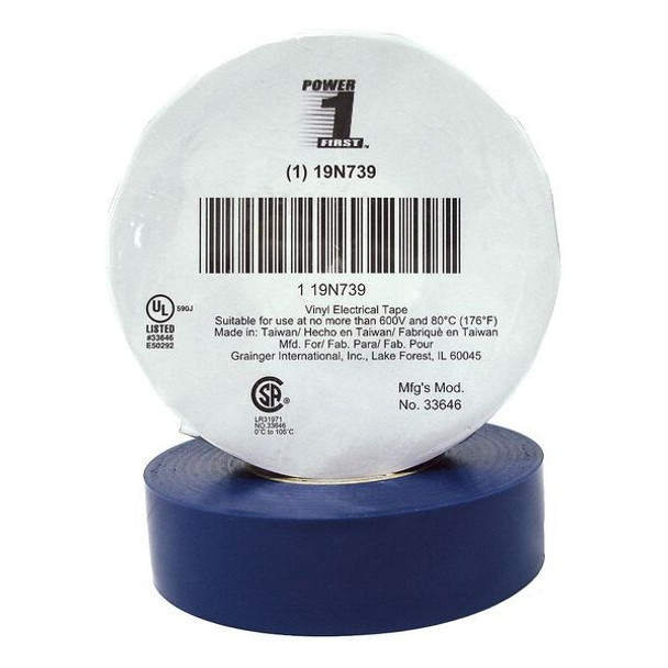 Manufacturer Varies ElectricalTape,Vinyl,Blue,22ydL,3/4inW 19N739