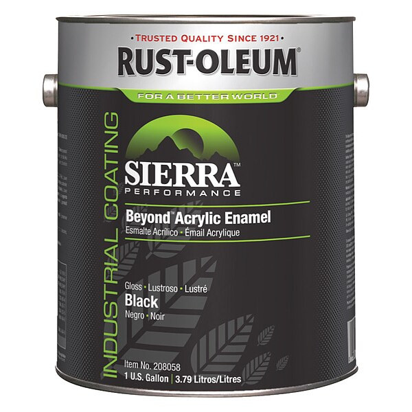 Rust-Oleum Interior/Exterior Paint, Glossy, Water Base, Black, 1 gal 208058