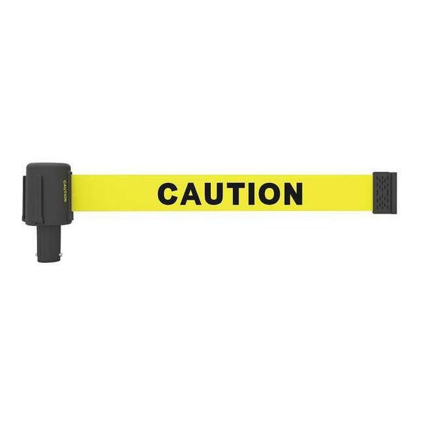 Banner Stakes Retractable Belt Head, Yellow, 15 ft Length, Caution PL4068