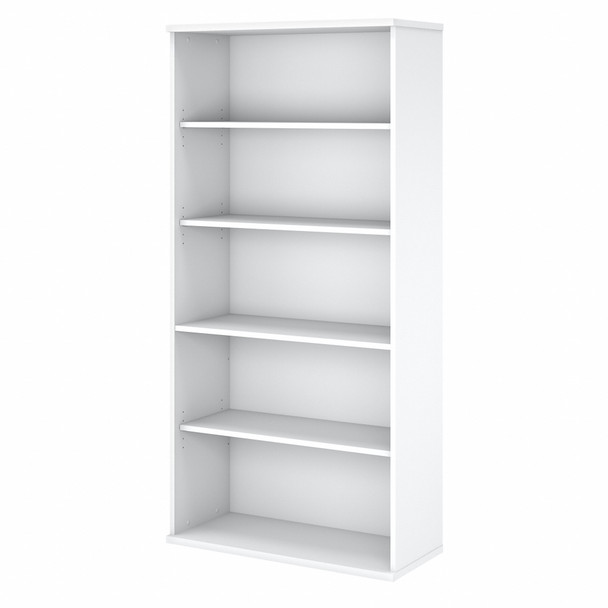 Bush Business Furniture Easy Office 5 Shelf Bookcase in Pure White EO105WH