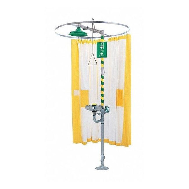 Shower Curtain, Tyvek, Yellow, For Use With, Shower, Shower with Eyewash