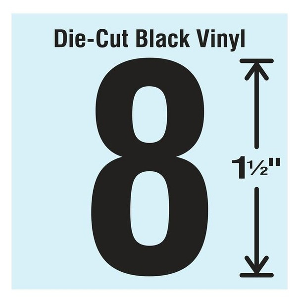 Stranco NumberLabel,Vinyl,1-1/2inH,7/8inW,PK10 DBV-1.5-8-10