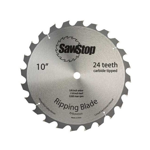 Sawstop Circular Saw Blade, Carbide, Dia 10 in BTS-R-24ATB