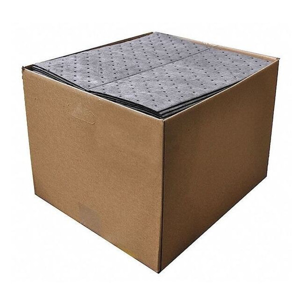 Sorbent Pad, 22 gal, 16 in x 18 in, Universal, Gray, Polypropylene