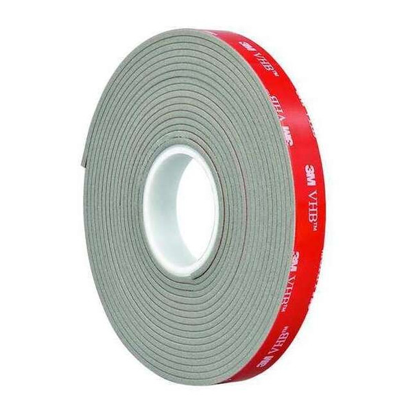 Double-Sided Foam Tape, 1 in W, 5 yd L, 3/32 in, Acrylic Foam, Double-Sided