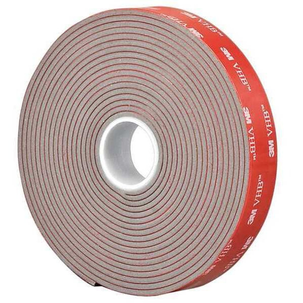 Double-Sided Foam Tape, 3/4 in W, 5 yd L, 3/32 in, Acrylic Foam, Double-Sided