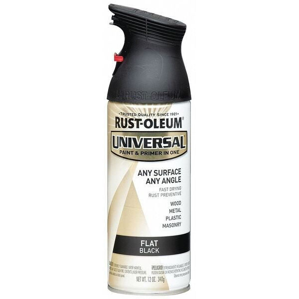 Rust-Oleum Spray Paint, Black, Flat, Solvent, 12 oz 245198