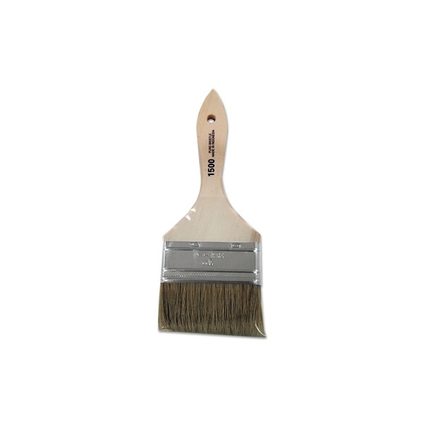 White Chinese Bristle Paint Brush, 3/8 in Thick x 3 in W, Wood Handle