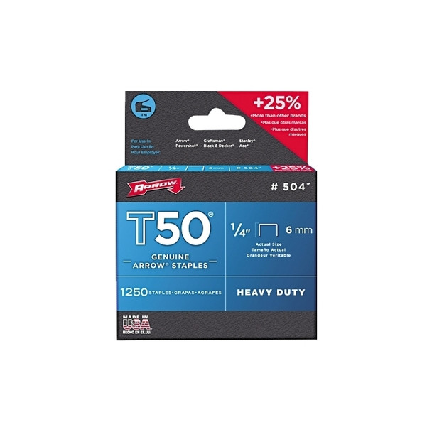 T50® Type Staple, #504™, 1/4 in L x 3/8 in W, 1,250/PK