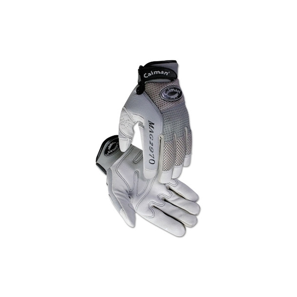 2970 Deerskin Padded Palm Knuckle Protection Mechanics Gloves, Medium, Gray