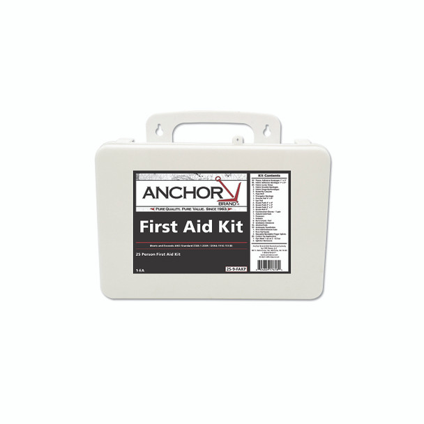25 Person First Aid Kit, ANSI 2009, Plastic Case
