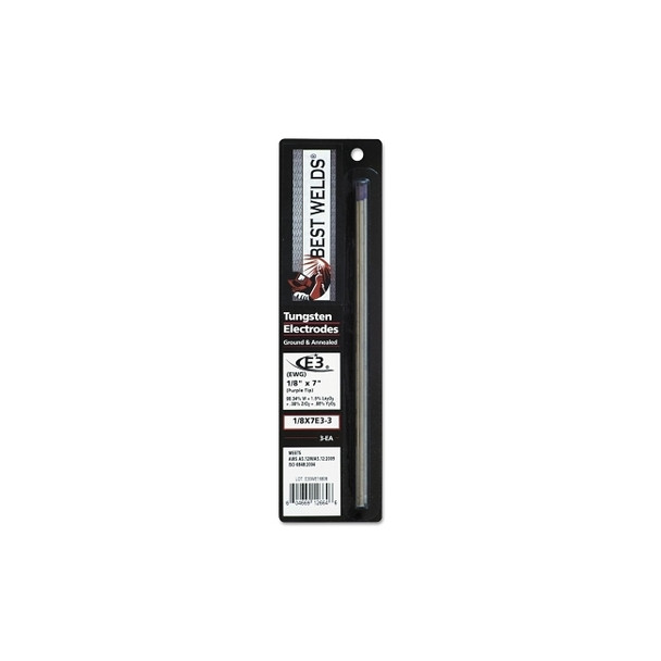 E3 Tungsten Electrode, 1/8 in dia x 7 in L, 3 PK