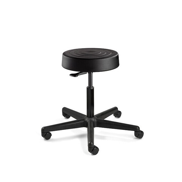 Bevco Soft Poly Backless Stool, 18-23" St Ht., Black, Casters S3000-BLK