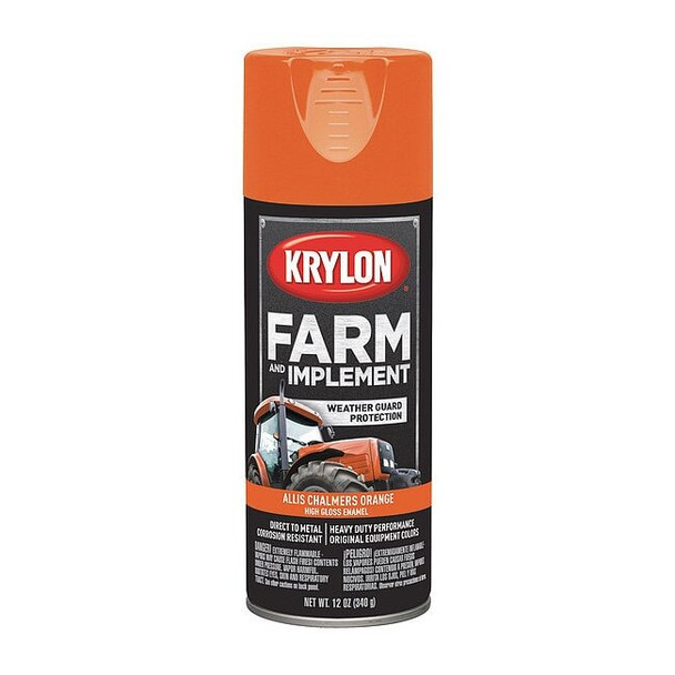 Krylon Spray Paint, Allis Chalmers Orange, High-Gloss, Solvent, 12 oz K01940008